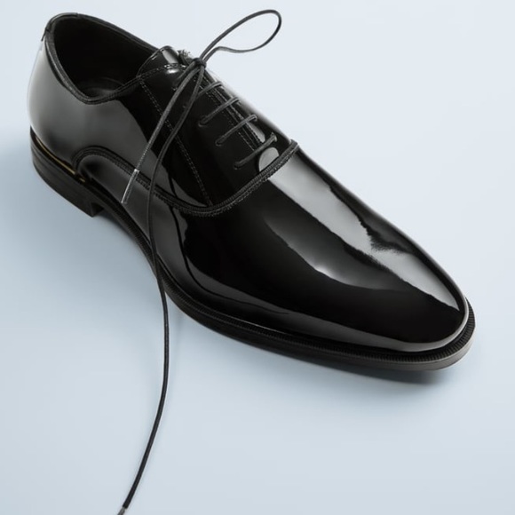 Zara Man Black Patent Finish Dress Shoes - Picture 2 of 11